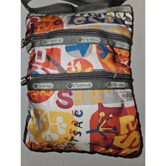 LeSportsac 3 Zipper Crossbody Purse Bag Multicolor Adjustable Strap 9”x7” - Picture 3 of 10